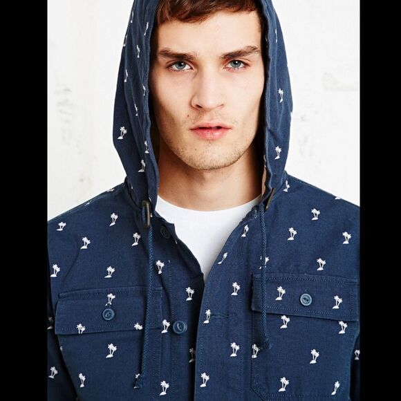 Vans UO Lismore Mens Jacket Palm Tree Blue M - Picture 1 of 11